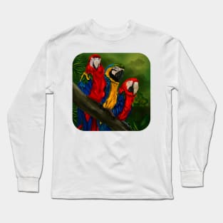 The Three Amigos Macaw Painting Long Sleeve T-Shirt